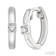 1/10 Ctw Petite Single Round Cut Diamond Fashion Huggies in 10K White Gold