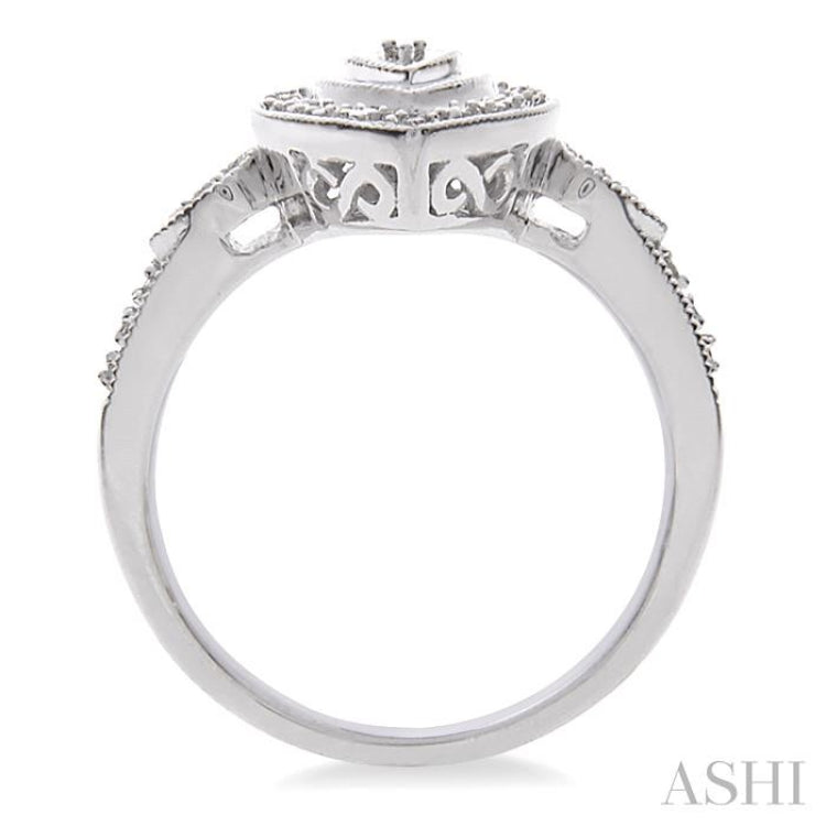 1/20 Ctw Pear Shape Single Cut Diamond Ring in Sterling Silver