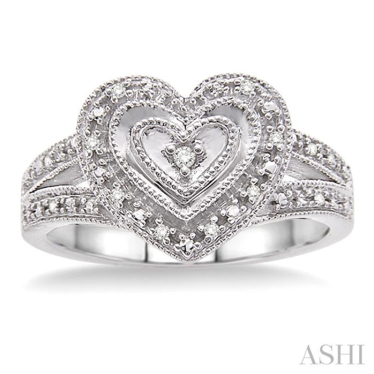 1/20 Ctw Heart Shape Single Cut Diamond Ring in Sterling Silver