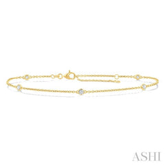 1/4 Ctw Round Cut Diamond Station Bracelet in 14K Yellow Gold