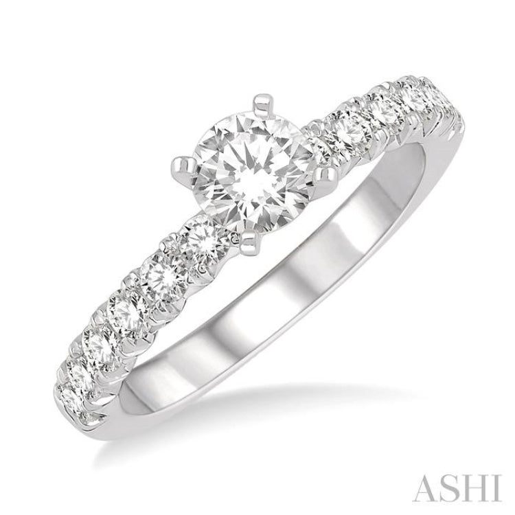 1/2 Ctw Round Cut Diamond Semi-Mount Engagement Ring in 14K White Gold