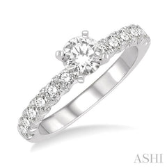 1/2 Ctw Round Cut Diamond Semi-Mount Engagement Ring in 14K White Gold
