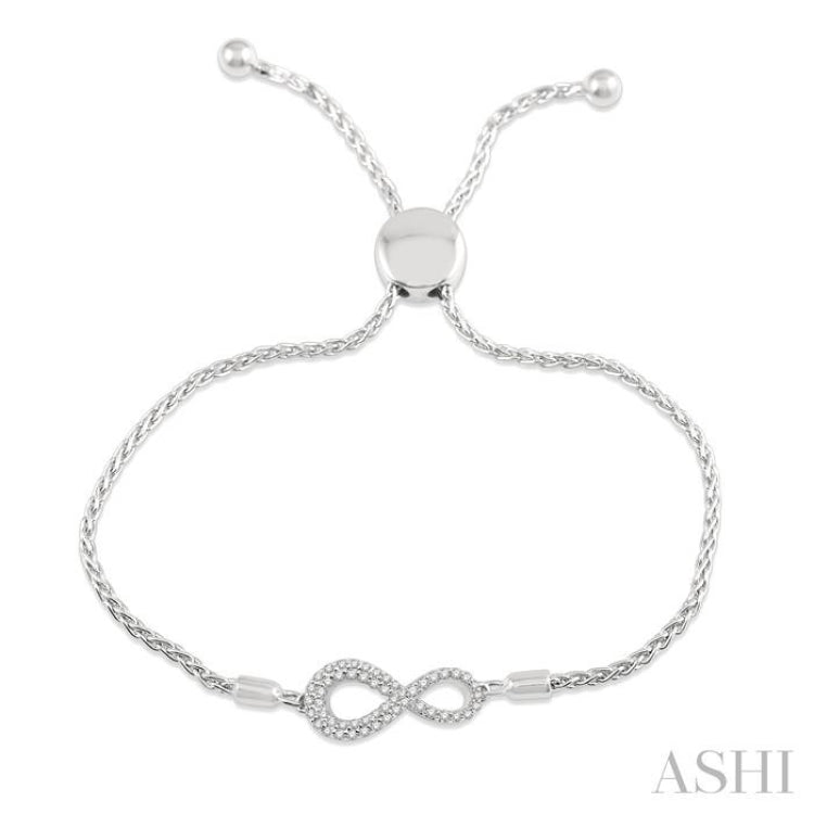 1/4 Ctw Infinity Center Round Cut Diamond Lariat Link Bracelet in 14K White Gold