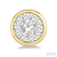 1/3 Ctw Medallion Lovebright Round Cut Diamond Bezel Stud Earring in 14K Yellow and White Gold