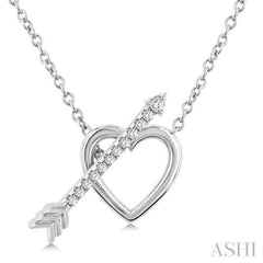 1/8 Ctw Heart Toggle Round Cut Diamond Fashion Necklace in 10K White Gold