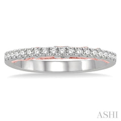 1/5 Ctw Milgrain Gallery Round Cut Diamond Wedding Band in 14K White and Rose Gold