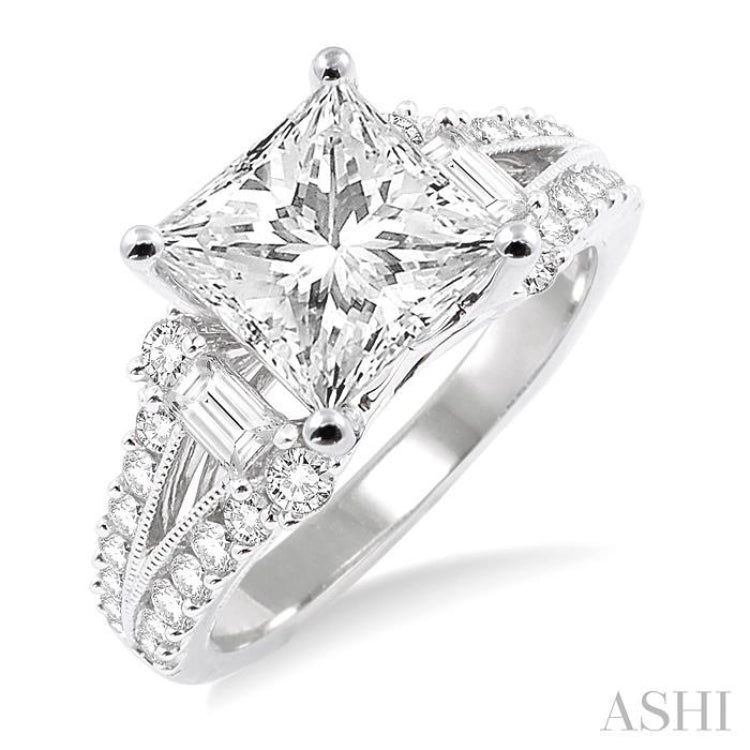 3/4 Ctw Diamond Semi-Mount Engagement Ring in 14K White Gold