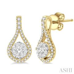 1/2 Ctw Lovebright Round Cut Diamond Earrings in 14K Yellow and White Gold