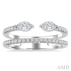 1/2 Ctw Split Twin Row 2-Stone Marquise and Round Cut Diamond Fashion Ring in 14K White Gold