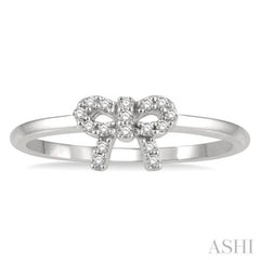 1/10 Ctw Bow Cutout Single Cut Diamond Petite Fashion Ring in 10K White Gold