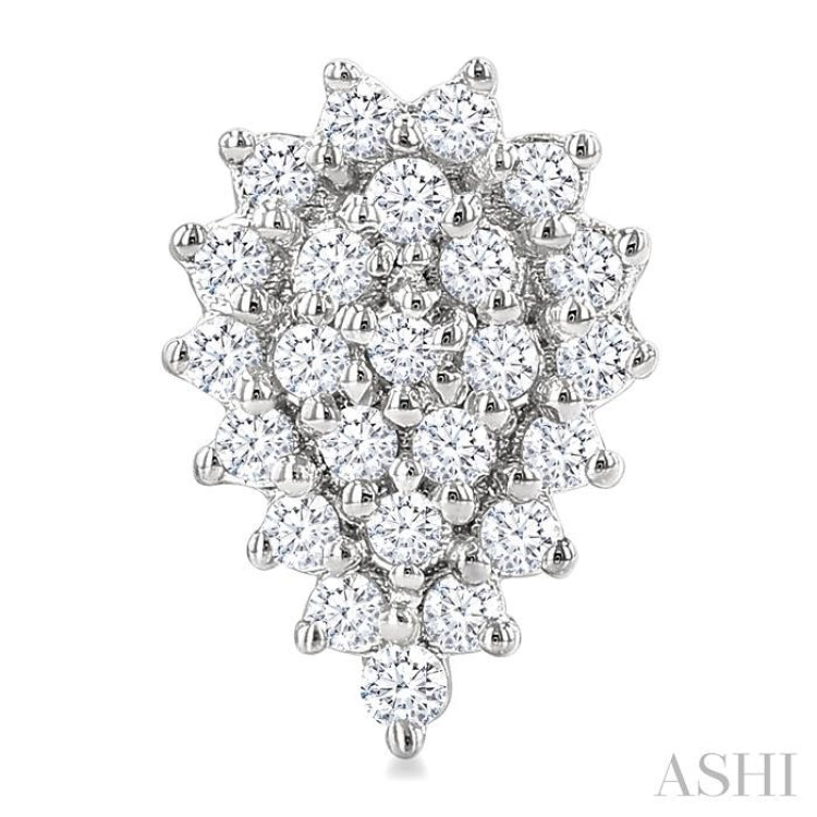 1/5 Ctw Petite Pear Shape Round Cut Diamond Cluster Fashion Stud Earring in 10K White Gold