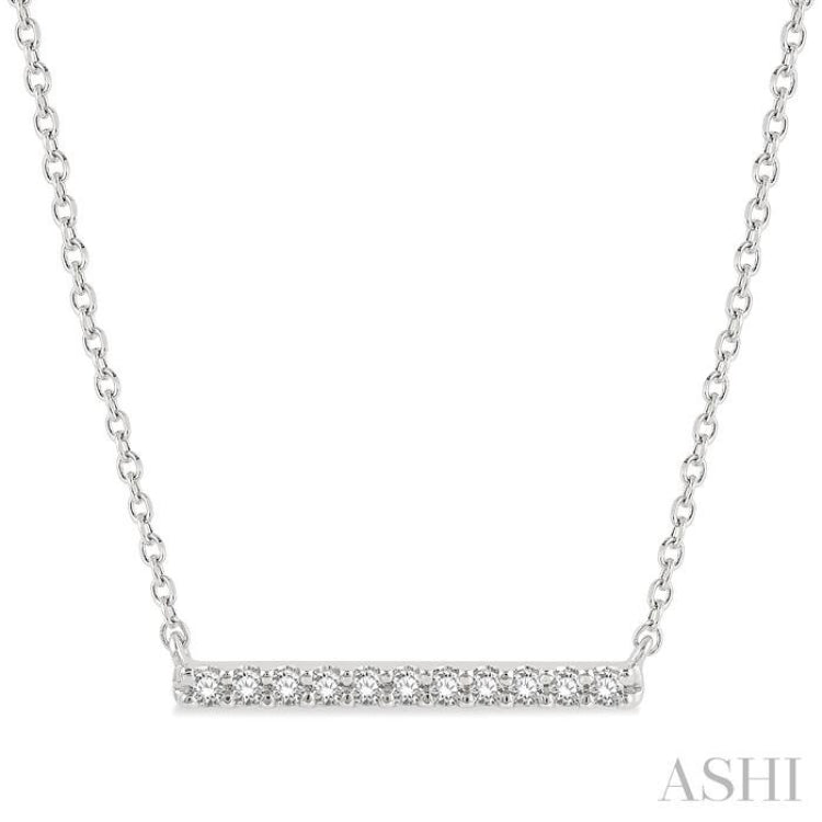 1/8 Ctw Single Cut diamond Petite Bar Necklace in 10K White Gold