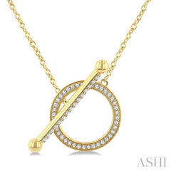 1/3 Ctw Circle Toggle Round Cut Diamond Fashion Necklace in 10K Yellow Gold