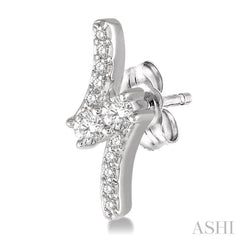 1/3 Ctw 2Stone Round Cut Diamond Earrings in 14K White Gold