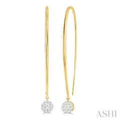 1/3 Ctw Round Dangler Lovebright Diamond Earring in 14K Yellow and White Gold