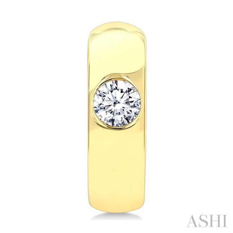 1/3 Ctw Bezel Set Round Cut Diamond Huggies in 14K Yellow Gold