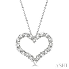 2 Ctw Heart Shape Round Cut Diamond Pendant With Chain in 14K White Gold