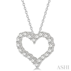 2 Ctw Heart Shape Round Cut Diamond Pendant With Chain in 14K White Gold