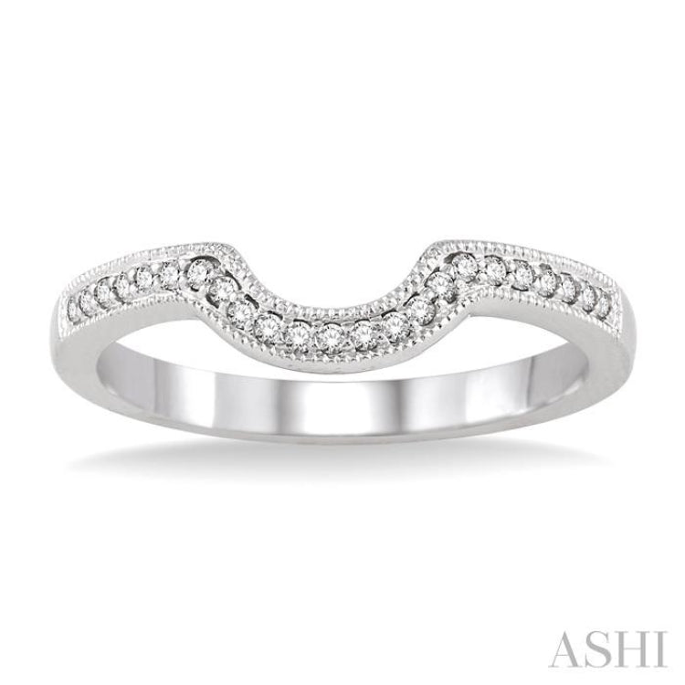 1/10 Ctw Round Cut Diamond Wedding Band in 14K White Gold