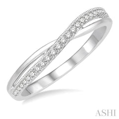 1/8 Ctw Criss Cross Shank Round Cut Diamond Wedding Band in 14K White Gold