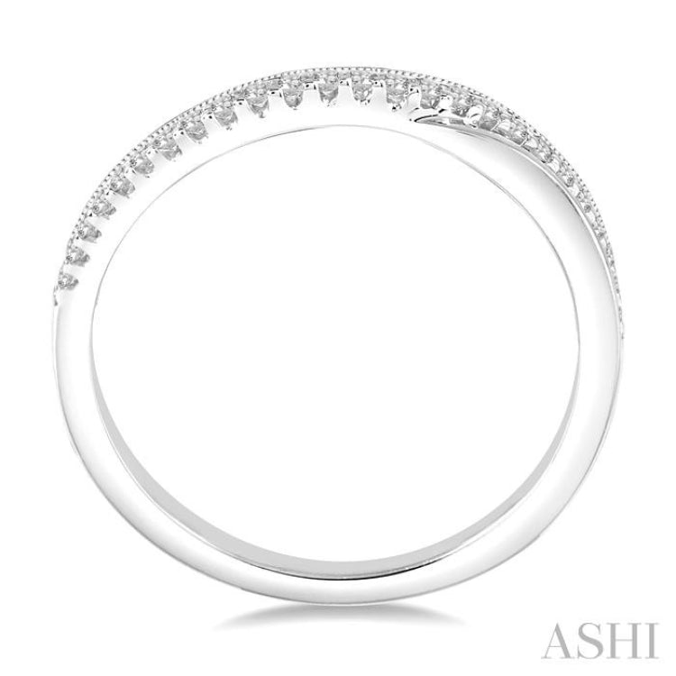 1/8 Ctw Criss Cross Shank Round Cut Diamond Wedding Band in 14K White Gold