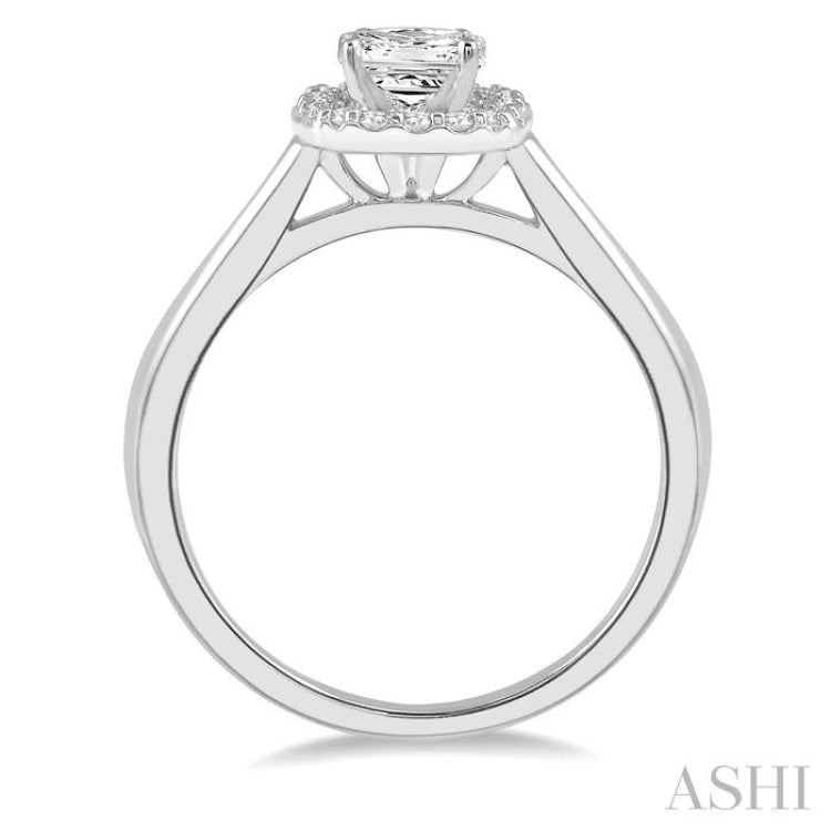 1/10 Ctw Halo Round Cut Diamond Semi-Mount Engagement Ring in 14K White Gold