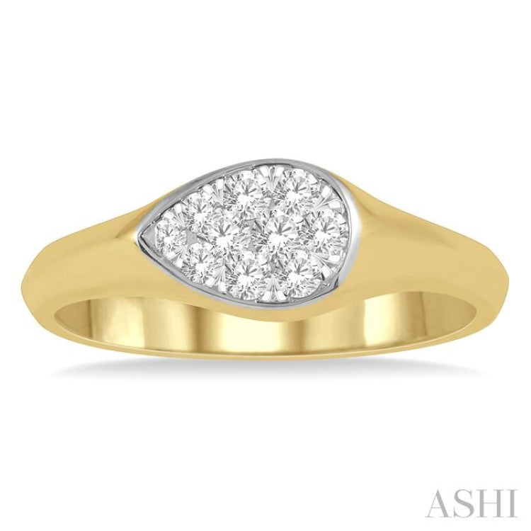 1/4 Ctw Pear Shape Lovebright Diamond Ring in 14K Yellow and White Gold