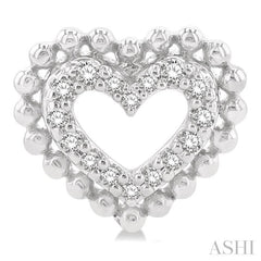 1/8 Ctw Petite Heart Round Cut Diamond Fashion Stud Earring in 10K White Gold