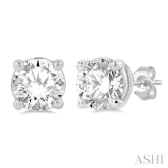 2 Ctw Diamond Stud Earrings in 14K White Gold