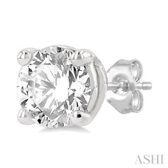 2 Ctw Diamond Stud Earrings in 14K White Gold