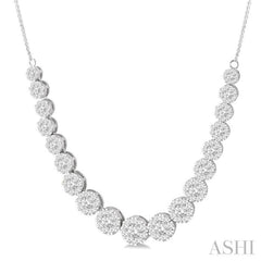 4 1/10 Ctw Round Cut Diamond Lovebright Necklace in 14K White Gold