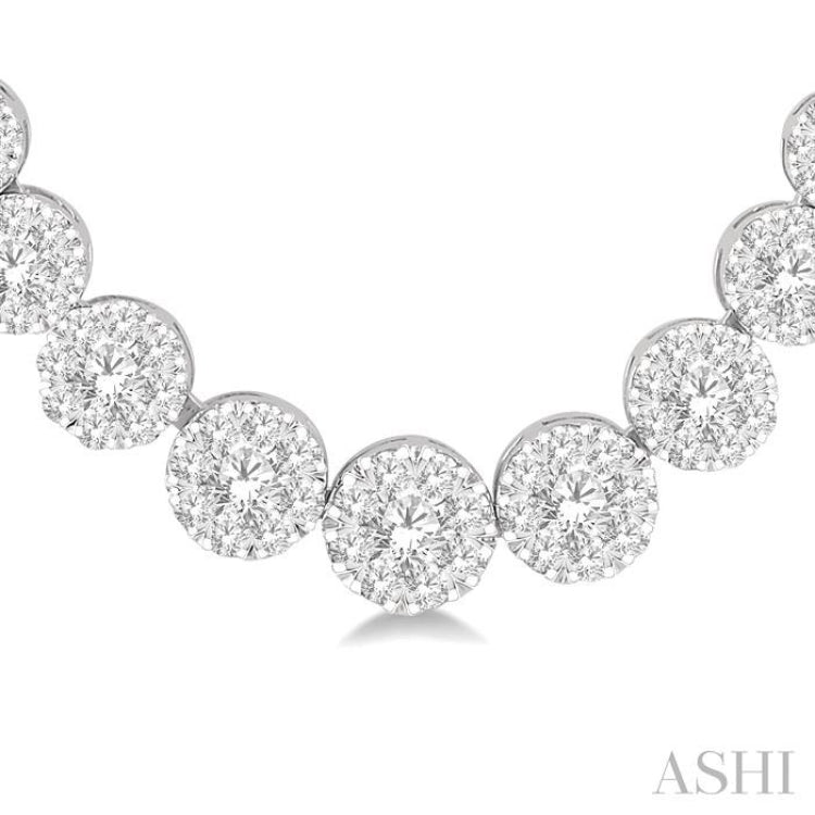 4 1/10 Ctw Round Cut Diamond Lovebright Necklace in 14K White Gold