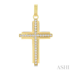 1 Ctw Round Cut Diamond Cross Pendant in 14K Yellow Gold