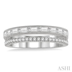 3/8 Ctw Split Baguette and Round Cut Diamond Fashion Band in 14K White Gold