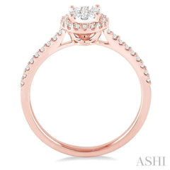 1/3 Ctw Round Shape Diamond Lovebright Ring in 14K Rose and White Gold