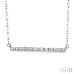 1/6 Ctw Horizontal Bar Round Cut Diamond Necklace With Link Chain in 10K White Gold