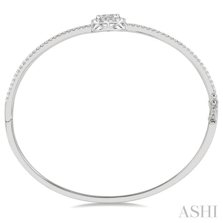 1 Ctw Oval Shape Round Cut Diamond Lovebright Stackable Bangle in 14K White Gold