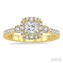 1/4 Ctw Diamond Semi-mount Engagement Ring in 14K Yellow Gold
