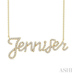 1/3 Ctw 'Jennifer' Script Name Single Cut Diamond Necklace in 10K Yellow Gold
