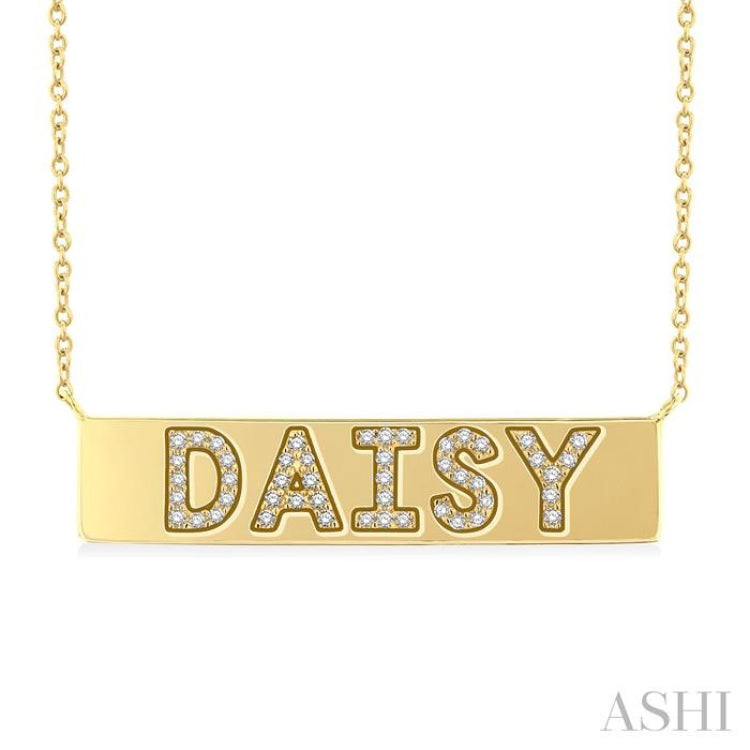 1/6 Ctw 'DAISY' Nameplate Single Cut Diamond Necklace in 10K Yellow Gold