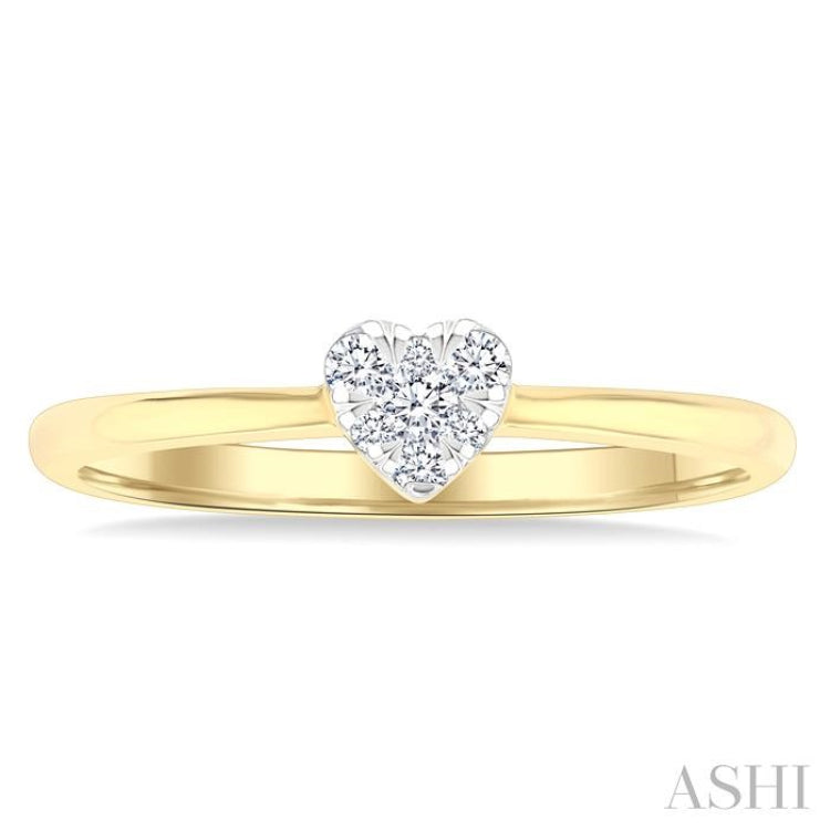 1/10 Ctw Lovebright Petite Heart Shape Round Cut Diamond Fashion Ring in 10K Yellow Gold