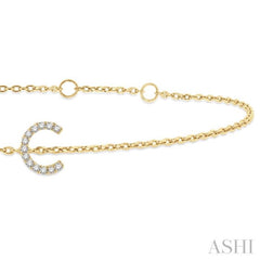 1/20 Ctw Initial 'C' Round Cut Diamond Bracelet in 10K Yellow Gold