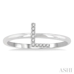 1/20 Ctw Initial 'L' Round Cut Diamond Fashion Ring in 10K White Gold