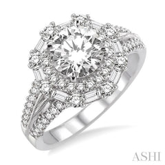 3/4 Ctw Diamond Semi-Mount Engagement Ring in 14K White Gold