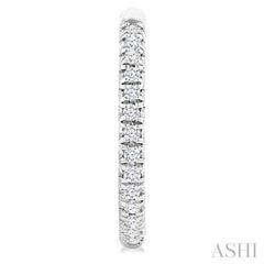 1/6 Ctw French Pave Set Round Cut Diamond Fashion Half Hoop Earring in 14K White Gold