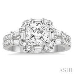 7/8 Ctw Diamond Semi-mount Engagement Ring in 14K White Gold