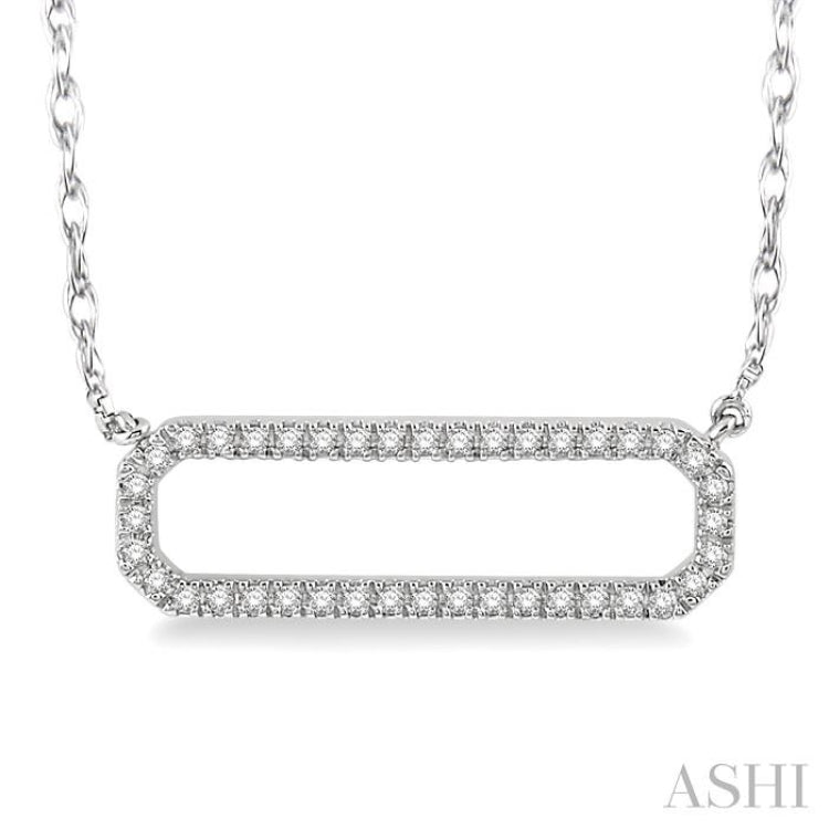 1/6 Ctw Round Cut Diamond Rounded Rectangle Pendant With Chain in 10K White Gold