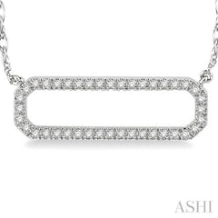 1/6 Ctw Round Cut Diamond Rounded Rectangle Pendant With Chain in 10K White Gold