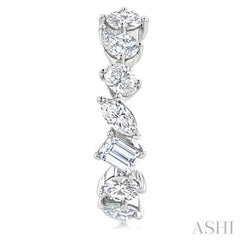 1 1/2 Ctw Scatter Mixed Diamond Cut Fashion Half Hoop Earring in 14K White Gold