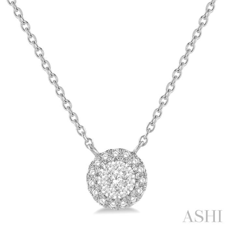 1/6 Ctw Circular Round Cut Diamond Lovebright Pendant With Chain in 14K White Gold